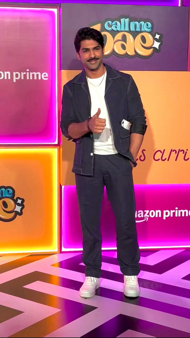 Denim Blue Notch Collar Co-ord Set with Patch Pockets